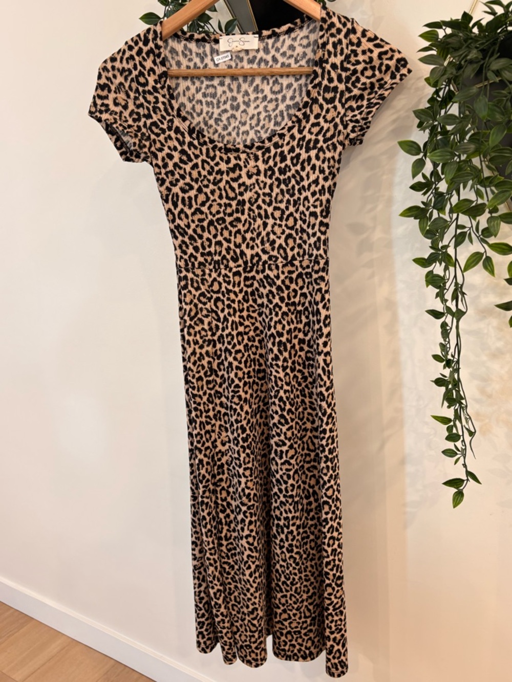 Jessica Simpson Leopard Print Scoop Neck Maxi Dress - Brown & Black